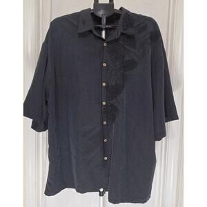 Bamboo Cay Mens 3XL Navy Shirt Dragon Embroidered Button Up
